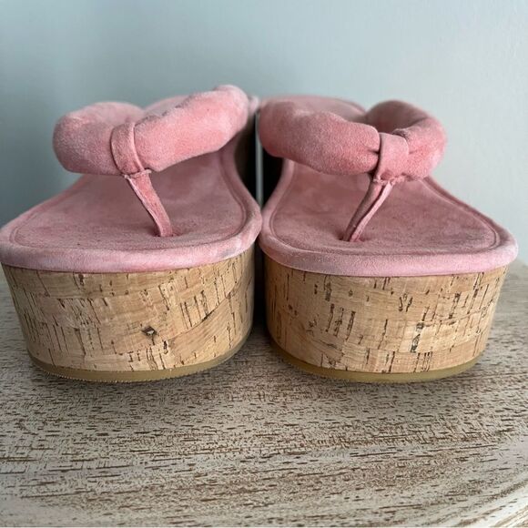 Veronica Beard Cork Platform Wedge Flip Flop Sandal in Pink Suede Size 10 NWOB - Picture 8 of 10